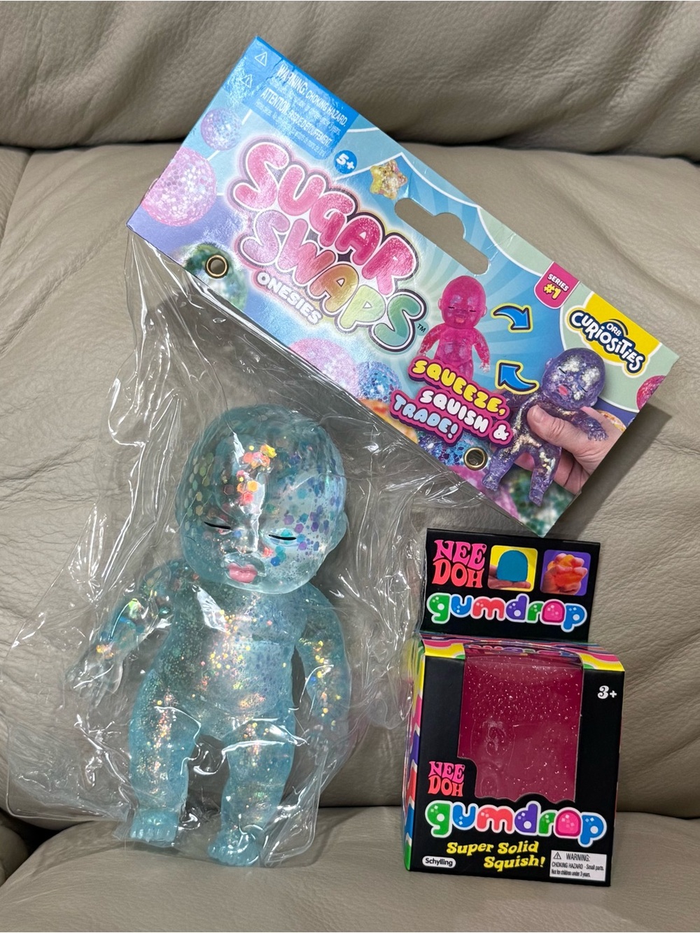 NEW Pink Needoh Gumdrop & Blue ORB Curiosity Onsies Baby Squishy Stress Toy